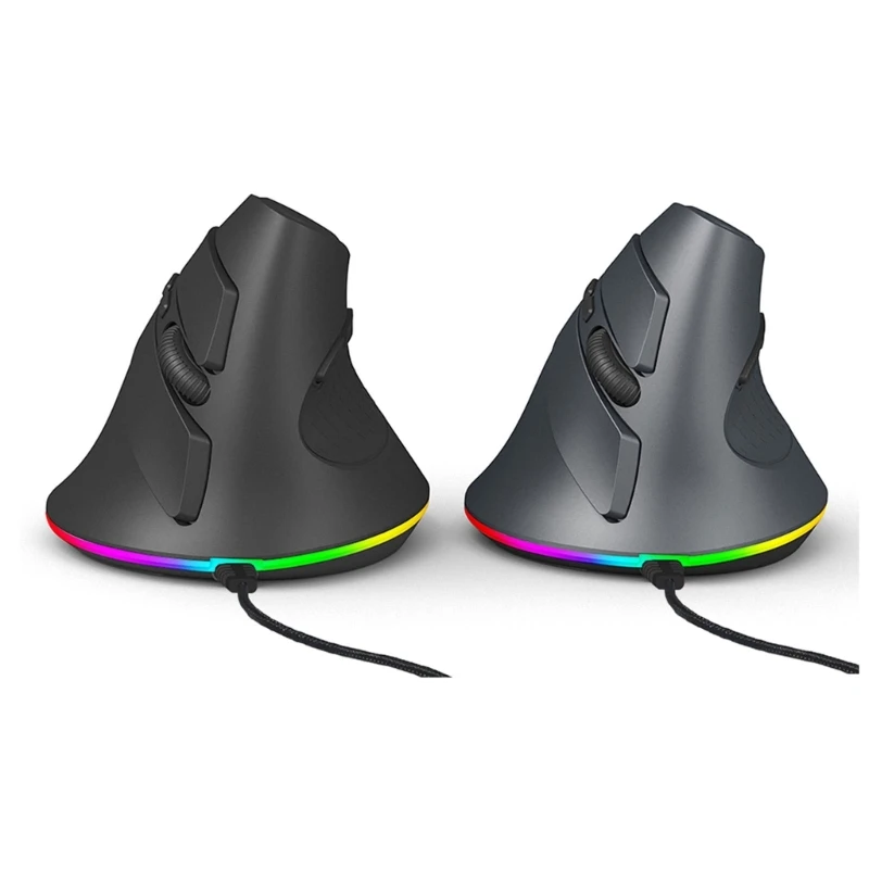 

Versatile Wire Vertical Mouse with Customizable RGB Lighting 7 Programmable Button for PC Computer Office School Gaming