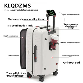 KLQDZMS Borsa da viaggio per bagagli Custodia da imbarco da 20 pollici Trolley per laptop da 24 pollici Ricarica USB Valigia da uomo multifunzionale ABS + PC 1