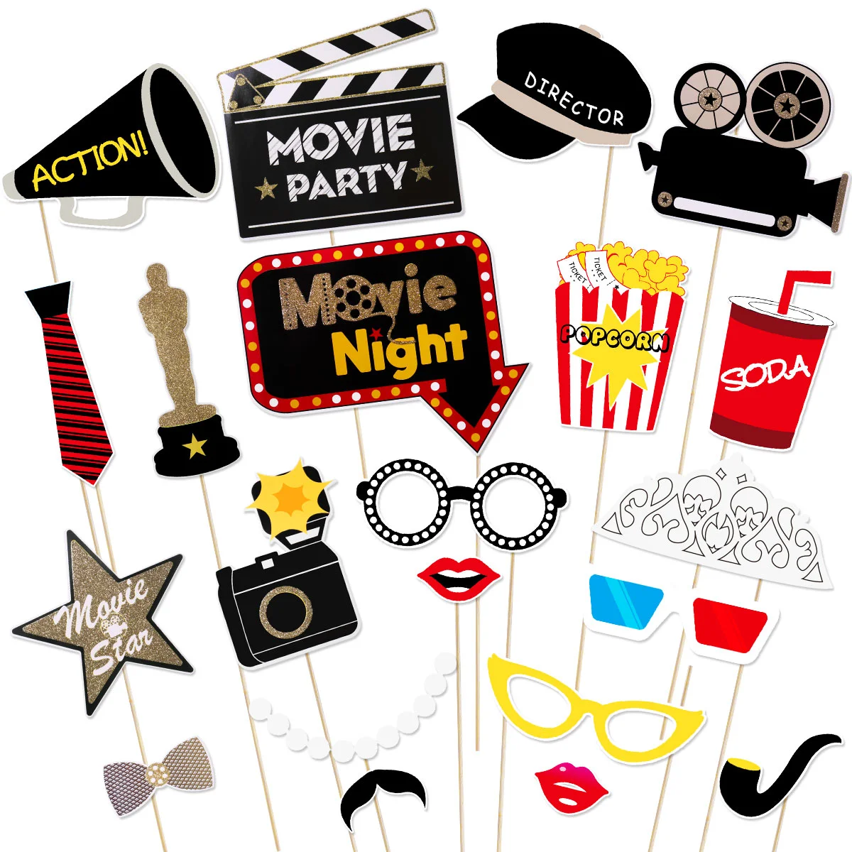 

Tinksky Movie Mustache Photo Booth Photo Signs Beautiful Festive Photo Props Kit for Birthday Party Decoration