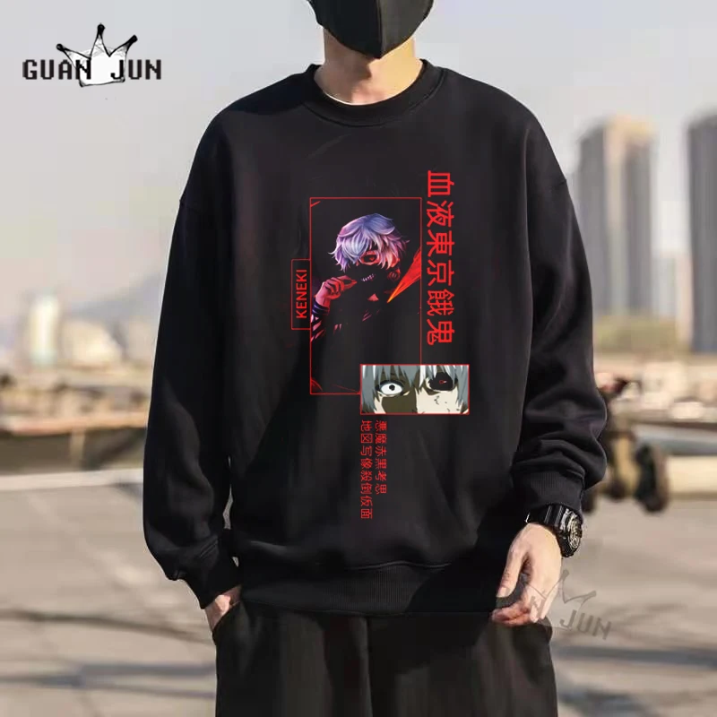 Unisex Anime Tokyo Ghoul Hoodies Lange Mouw Hooded Pullover Kaneki Sweatshirt, Zwart A, M