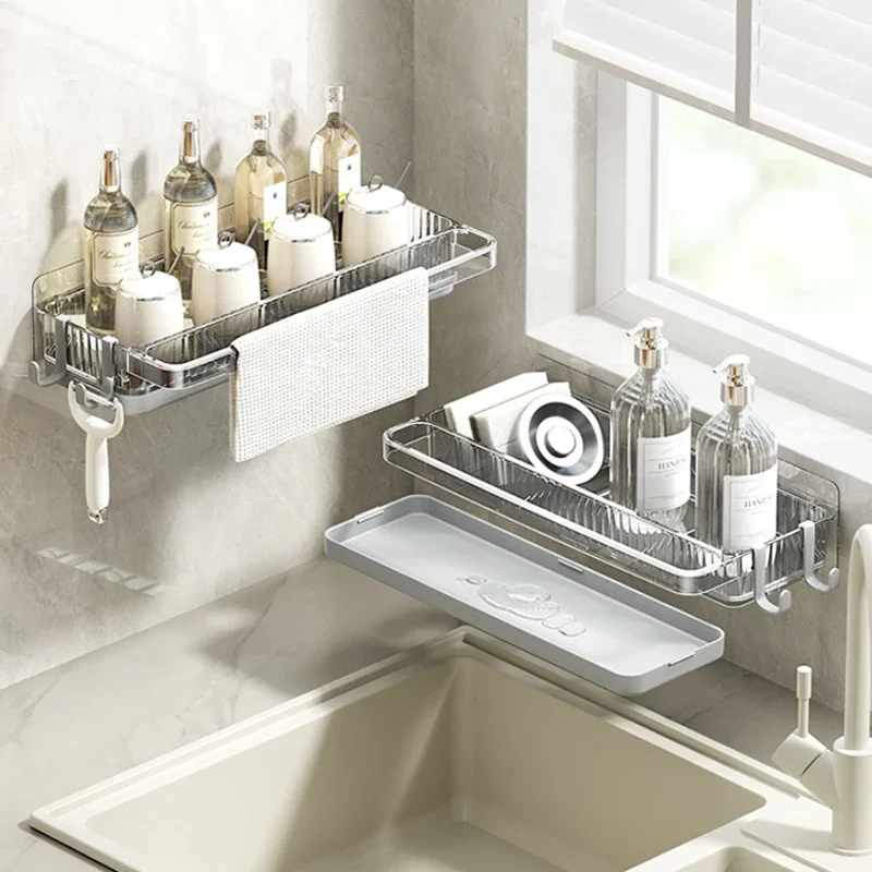 

Kitchen Wall-mounted Dishcloth Rack Sink Sponge Dishwashing Liquid Draining Shelf Bathroom Soap Toiletries Holder Organizer