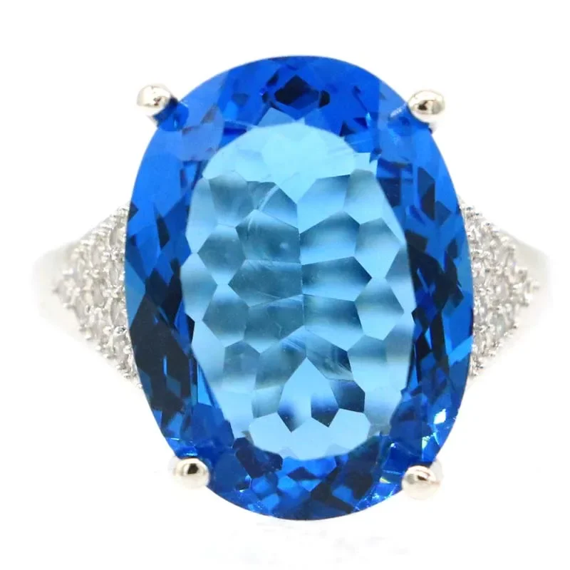 8g Customized 925 SOLID STERLING SILVER Ring Big Gemstone Kunzite London Blue Spinel Tourmaline Sapphire Violet Tanzanite CZSz 6 manhattan london