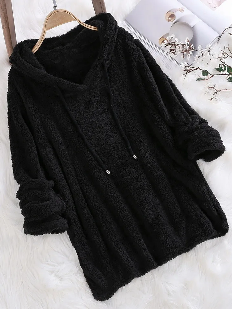 Women's Sweatshirt Pajamas Long-sleeved Hooded Plush Double-sided Fleece