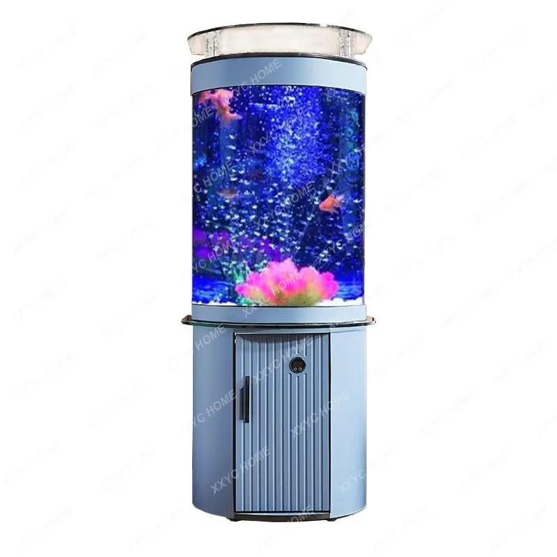 

Semicircle Bottom Filter Glass Fish Tank Fish Globe Living Room Home Lazy Ecological Change Water against the Wall Aquarium