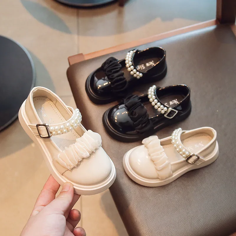 Cartoon Princess Shoe Fashion Simple Leather Shoe Comfort Versatile Girl Shoes Butterfly Bow Casual Child