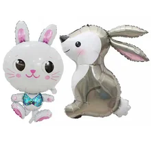 Globos de aluminio de conejo de dibujos animados, animales de la selva, Globos de aire de helio, decoraciones de Pascua para Baby Shower, fiesta de cumpleaños en casa