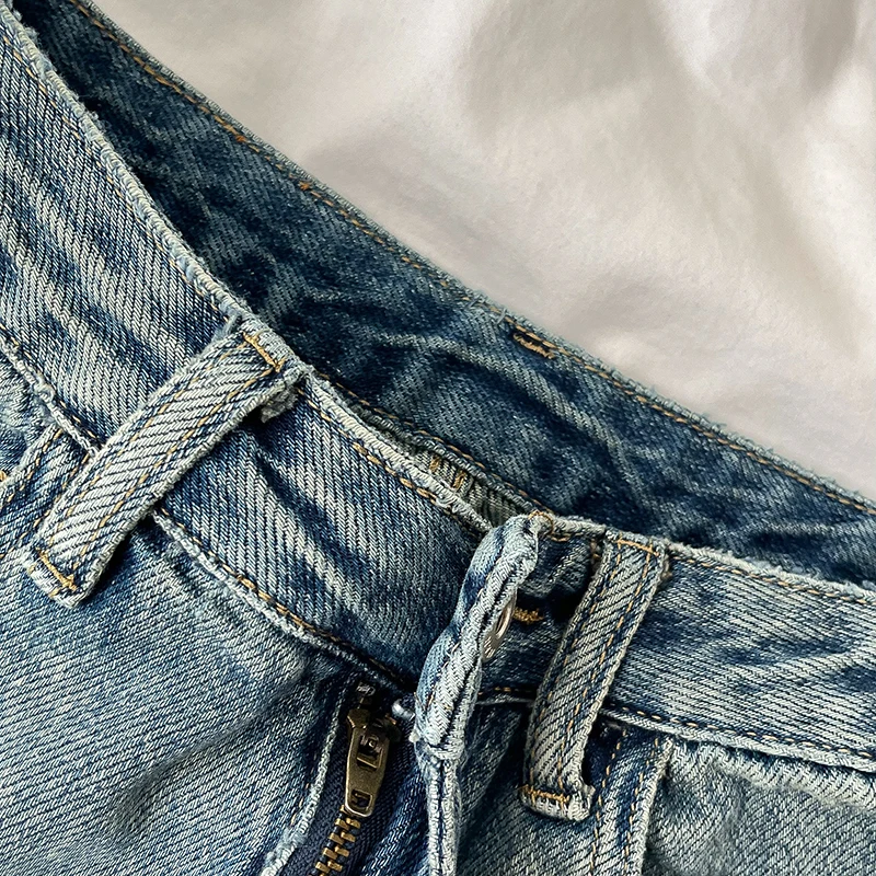 Fashion Retro Distressed Jeans 2023 Summer New Women clothes Personali All-matching High Waist Loose Wide Leg Pants