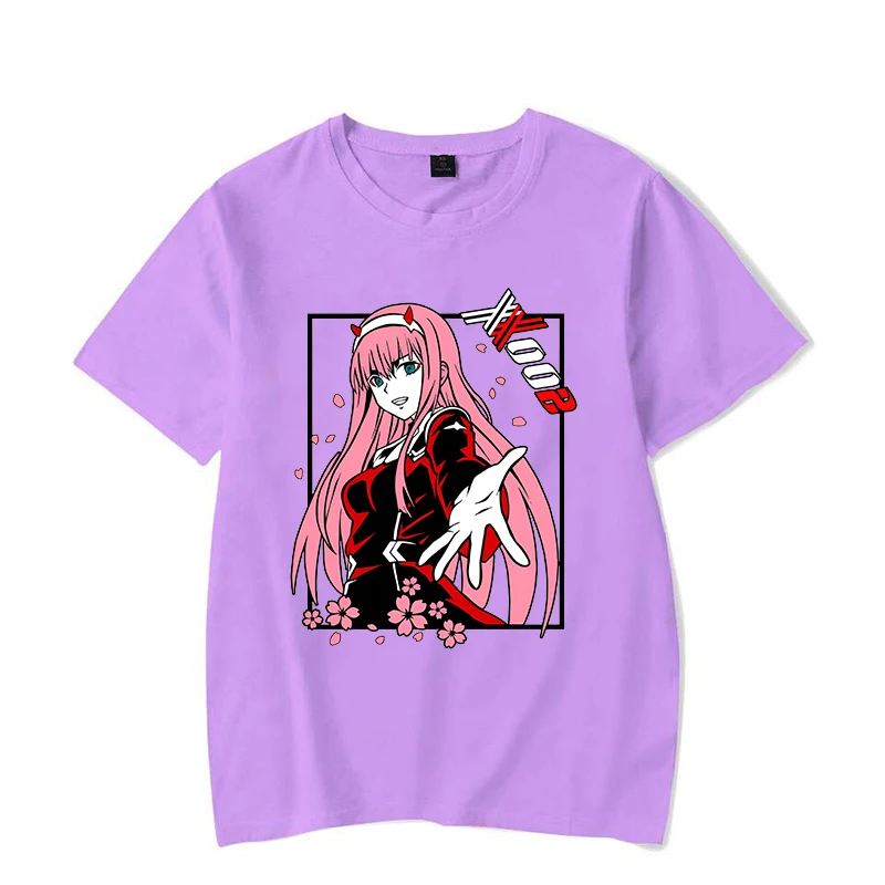 Fashion Zero Two Printed Short Sleeve Anime T-shirt For Women Summer Casual T-shirts Creative Personalized Tee Tops