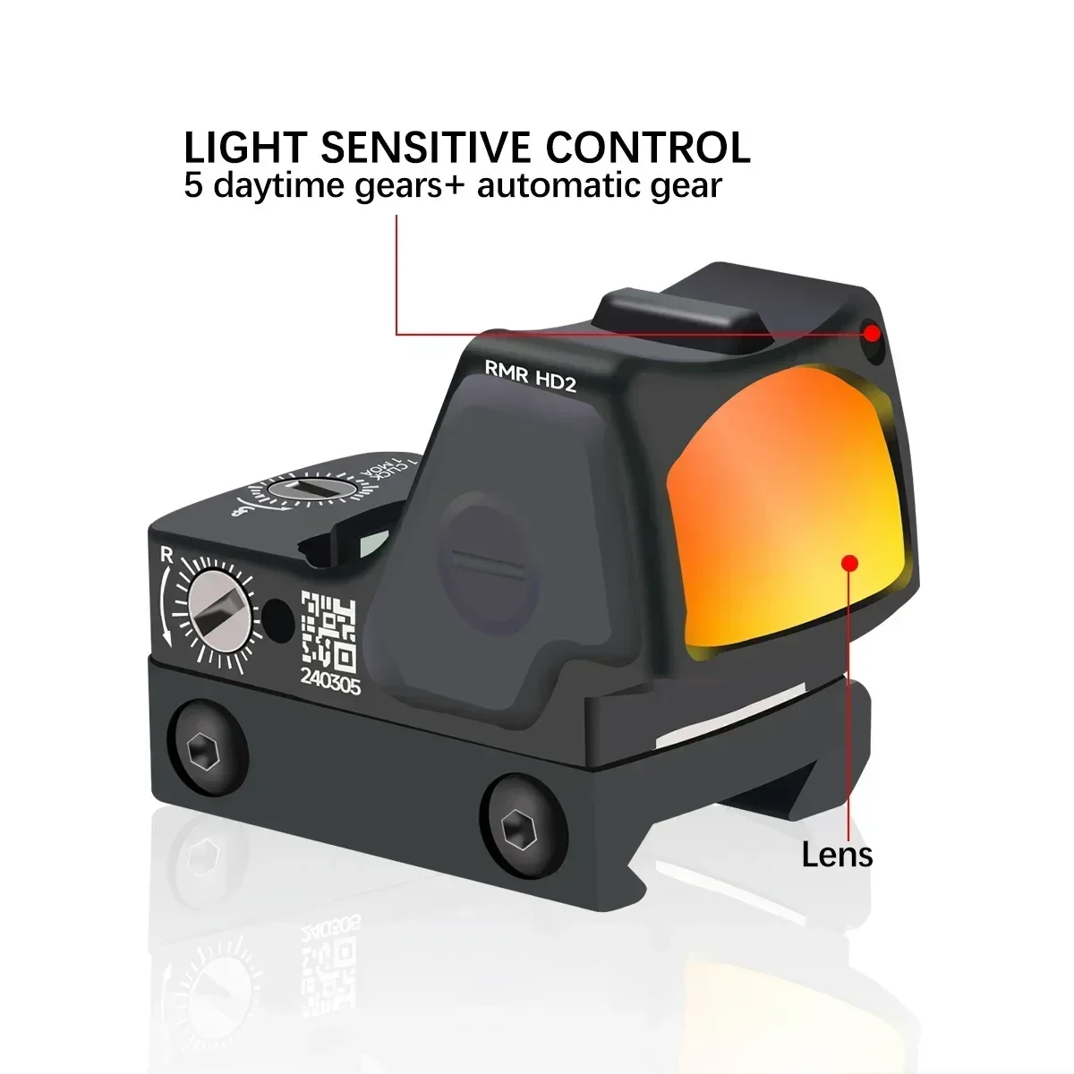 Tactical HD Red Dot Reflex Sight 32MOA with Light Sensing System Fit 20mm Rail for GLOCK