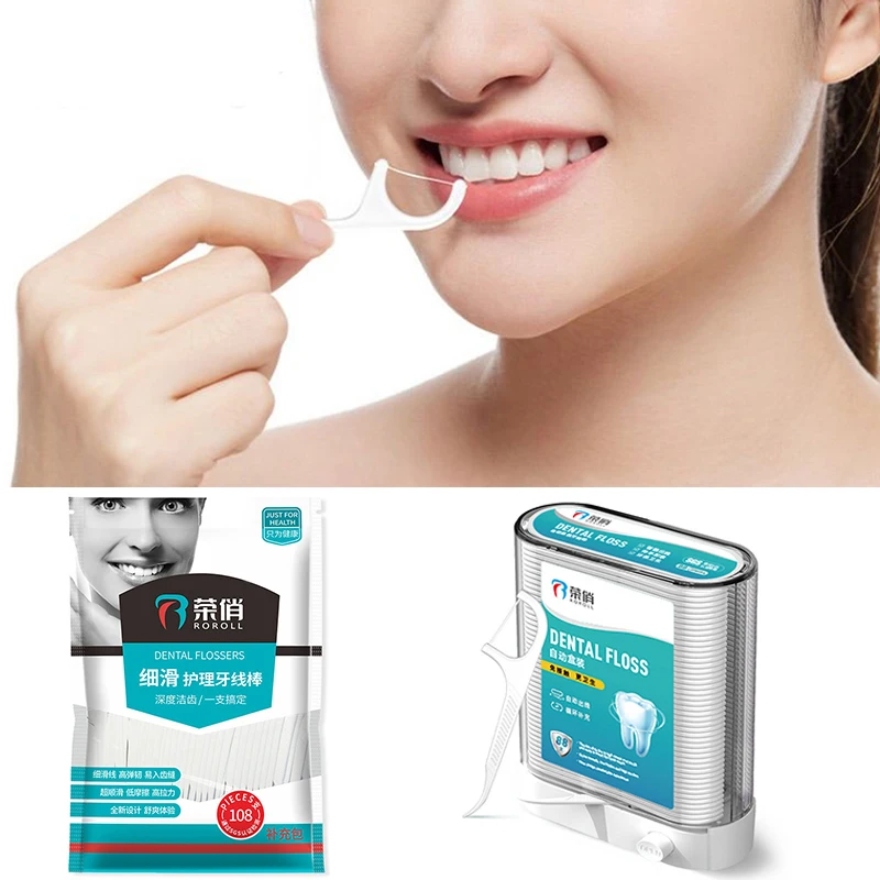 

108/88PCS Floss Dispenser Automatic Dental Floss Storage Box Disposable Floss Thread Toothpicks Portable Box Toothpick Container