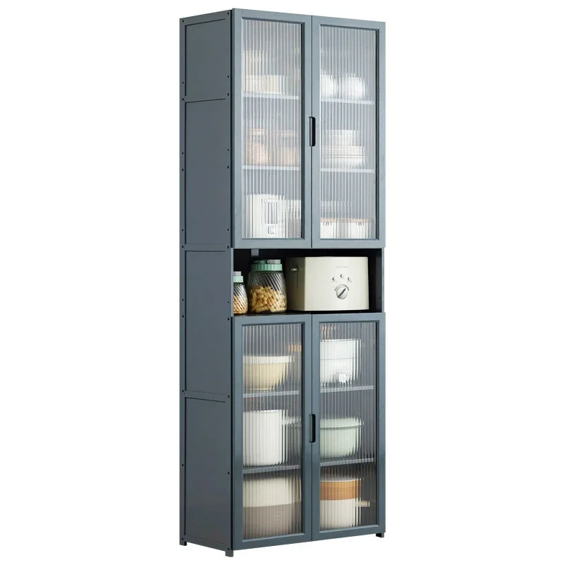 Bamboo Storage Shelf for Kitchen, Transparent Visual Cabinets, Solid Structure Shelves, Organized Supplies, Home Fashion 4