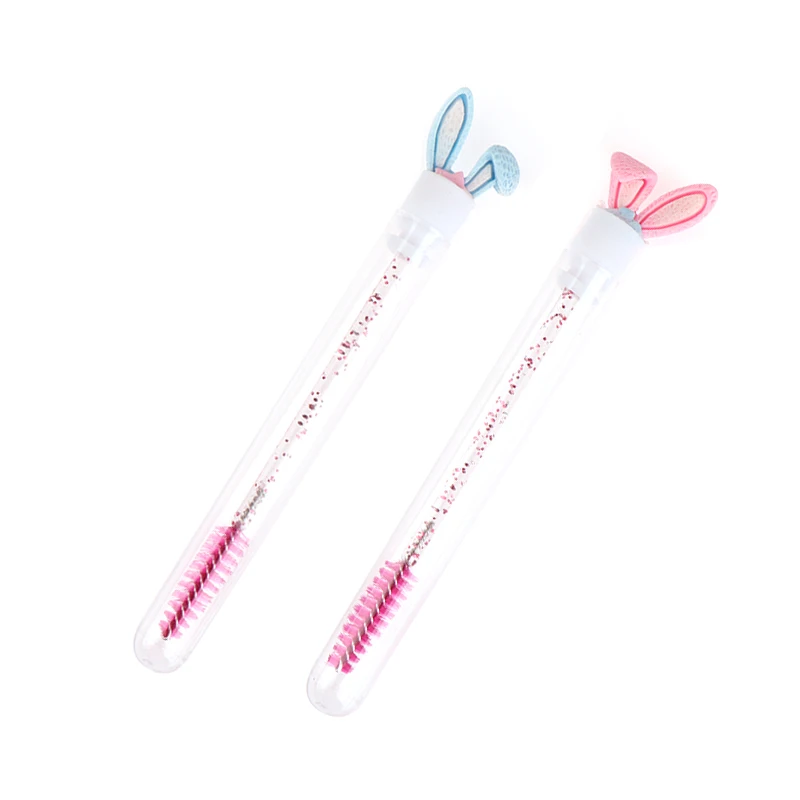 ? ? 1Pc 재사용 가능한 속눈썹 브러쉬 튜브 눈썹 브러쉬 교체 가능 방진 토끼 귀 크리스탈 막대 메이크업 도구