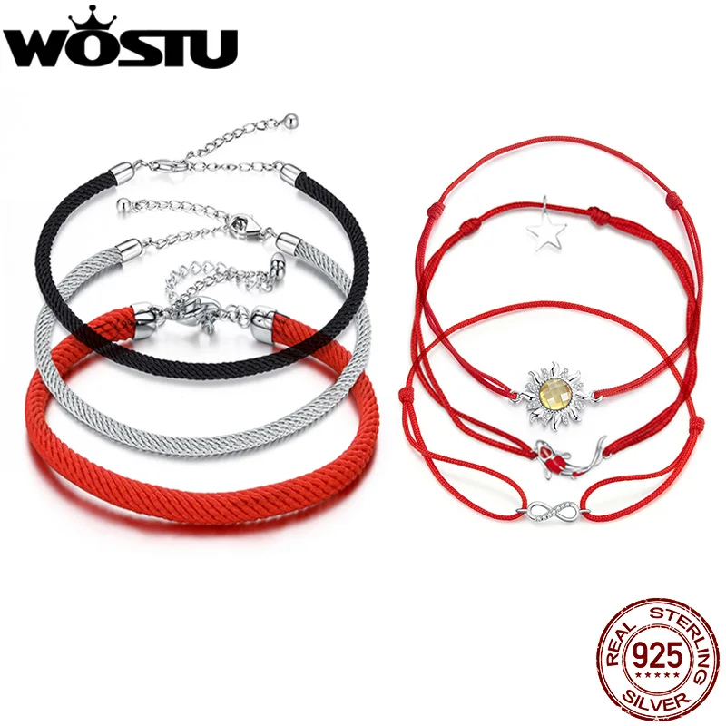 WOSTU Venda Calda Reale Dell'argento Sterlina 925 Braccialetto di Corda Rossa Classico Braccialetto Fortunato Misura Perline Braccialetti con Ciondoli Creazione di Gioielli FAI DA TE 36 WOSTU Venda Calda Reale Dell'argento Sterlina 925 Braccialetto di Corda Rossa Classico Braccialetto Fortunato Misura Perline Braccialetti con Ciondoli Creazione di Gioielli FAI DA TE 36