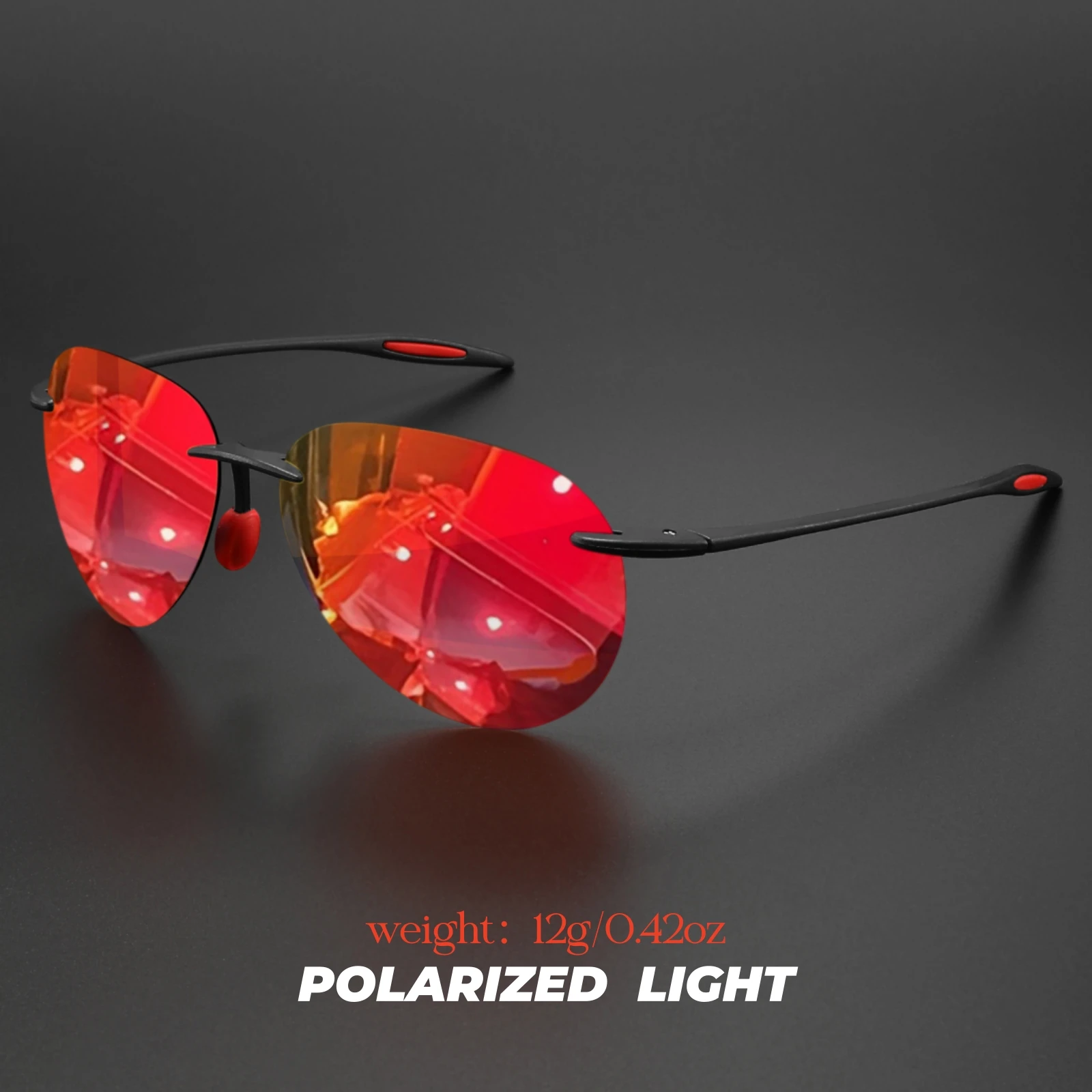 Ultraleichte 12 g TR90 rahmenlose polarisierte Piloten-Sonnenbrille – flexibel und bequeme Passform, Unisex zum Fahren, Angeln, im Freien – Detail 9