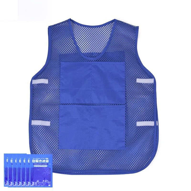 유니섹스 냉각 조끼 여름 야외 아이스 팩 조끼 고온 예방 의류 낚시 사이클링 요리사 아이스 팩 조끼