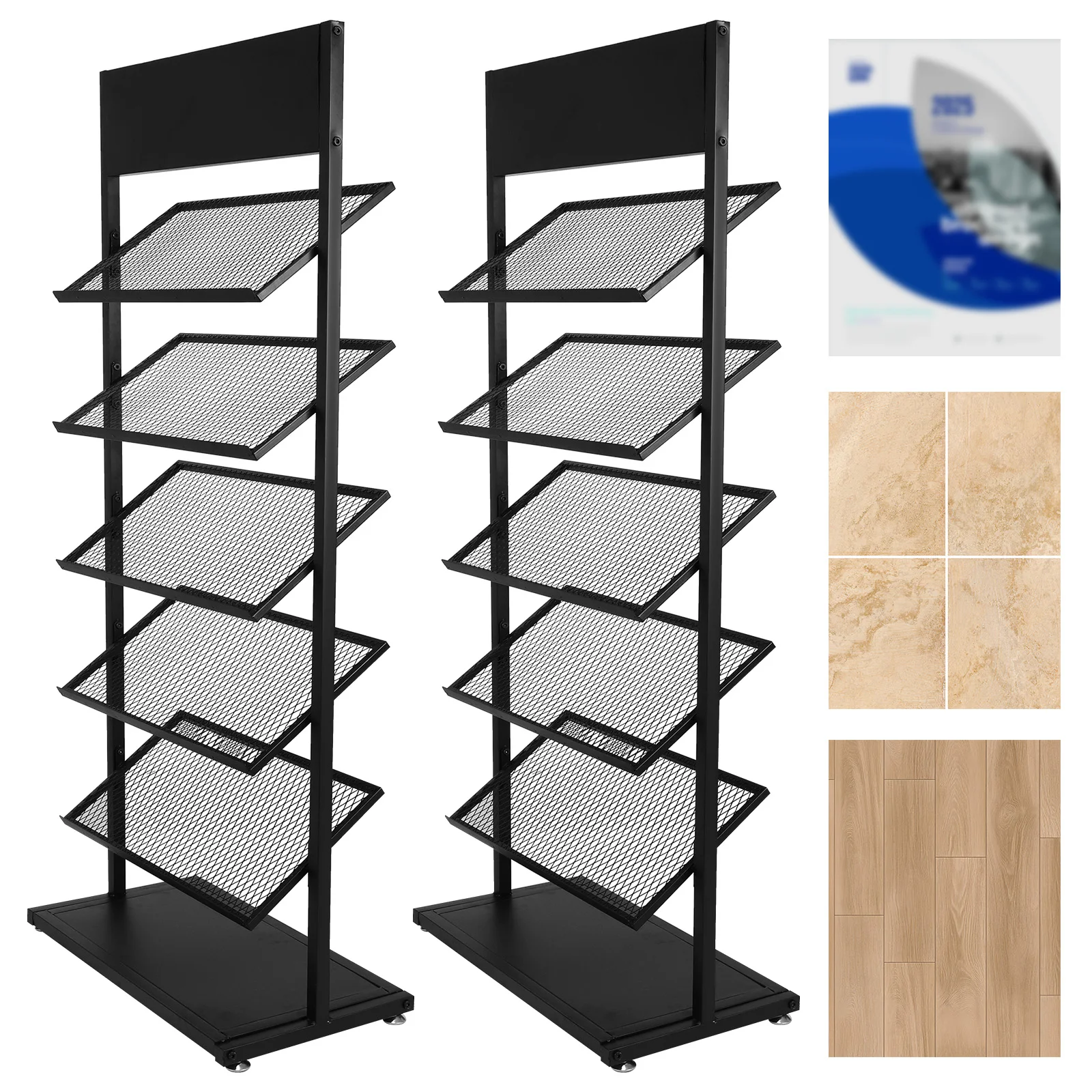 2PCS Multifunctional Board Shelf Large Capacity Simple Iron Display Bracket 5-Tier for Trade Show Vendor Events