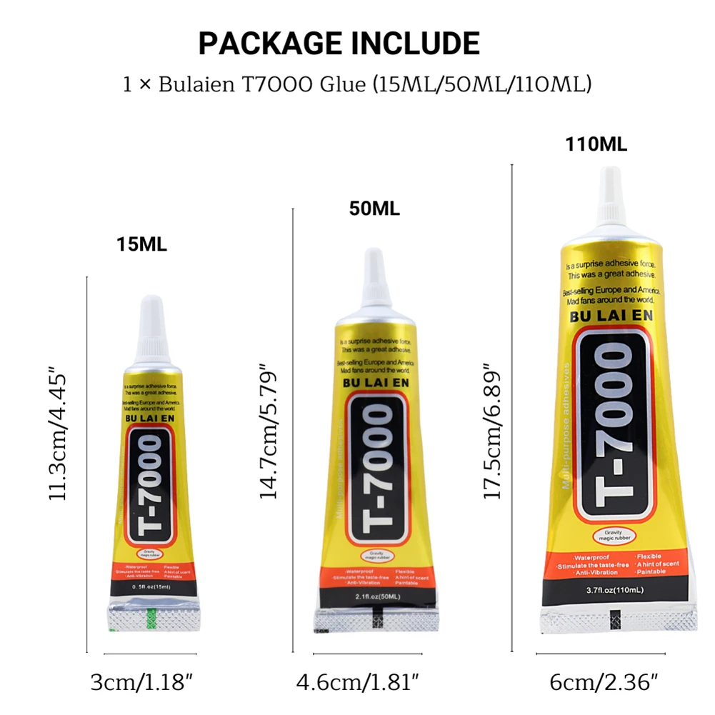 Super Glue 15ML 50ML 110ML T7000 Black Contact Cellphone Tablet Repair Adhesive Electronic Components Glue With Applicator Tip
