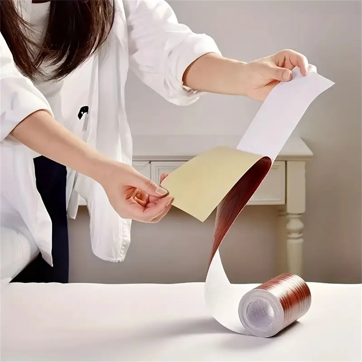 Wood Grain Self-Adhesive Waterproof Tape - Multi-Purpose Surface Enhancer, 8cm x 5m Roll