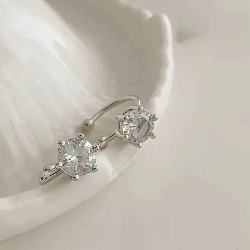 Elegant Shiny Zircon Clip Earrings Adjustable Non Piercing Ear Clips Daily...