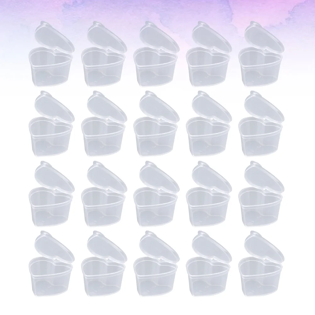 

25PCS Heart Shape Boxes Storage Box Transparent Box Storage Cases Organizer with Lid for Craft Project