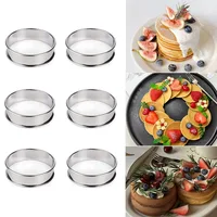 Moule à gâteau Mousse en acier inoxydable, résistant à la chaleur, rond perforé, anneau à tarte, biscuits, pâtisserie, coupe-cercle, outils de cuisson, 6 pièces 3
