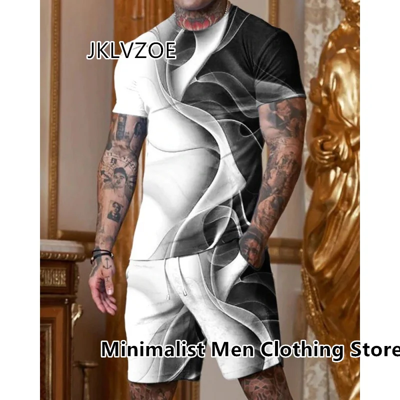 Summer Men Set Fashion Tracksuit Oversized 3D Print Poker A T-Shirt Shorts Suit Trend 2 Pieces Casual Outfit Set Male Clothing