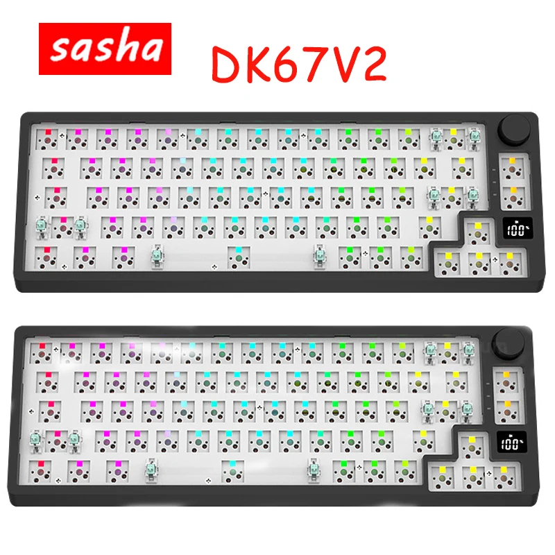 

Набор клавиатур Dk67v2 для беспроводных игр, прокладка, три режима, Механическая игровая клавиатура, печатная плата, популярный заменяемый переключатель, клавиатура для ноутбуков Mc