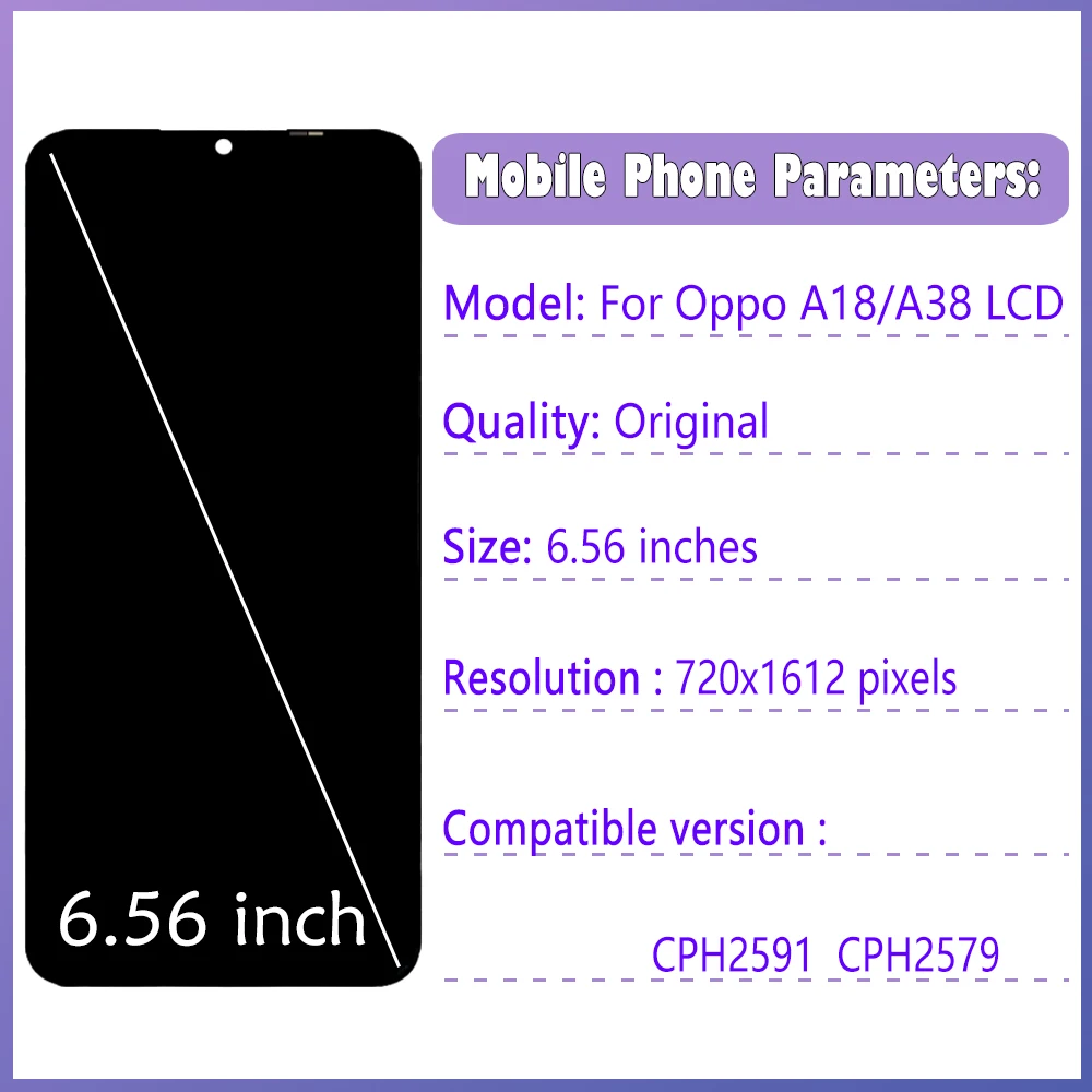 swark Display LCD da 6,56, compatibile con Oppo A38 4G CPH2579/A18 4G CPH2591 (nero senza cornice), display LCD touch screen Digitizer + set di attrezzi