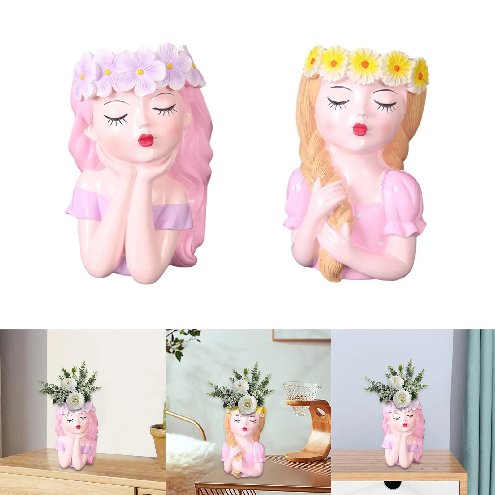 Head Planter Decoration Unique Small Flower Pot for Indoor Outdoor Plants