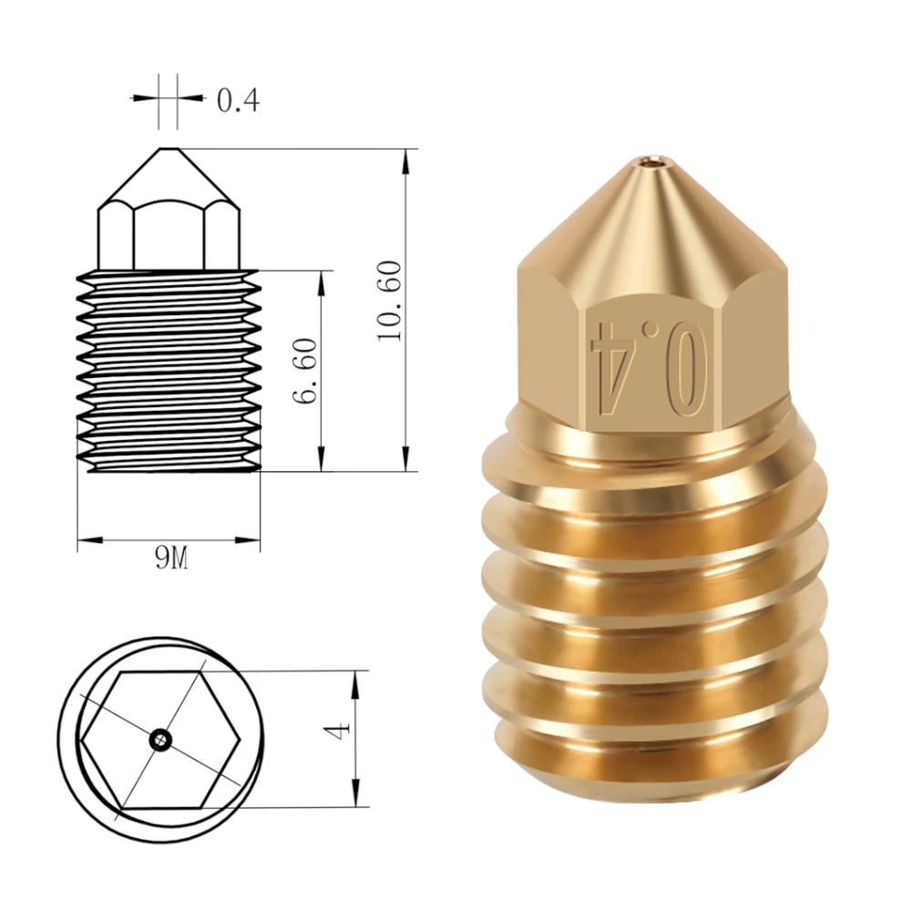 5/10pcs MK8 Clone CHT Bicos Para Bambu Lab X1/P1P 0,2 0,4 0,6 0.8mm Latão Bico de Impressora 3D Cabeça Alto Fluxo Para 1.75mm Filamento