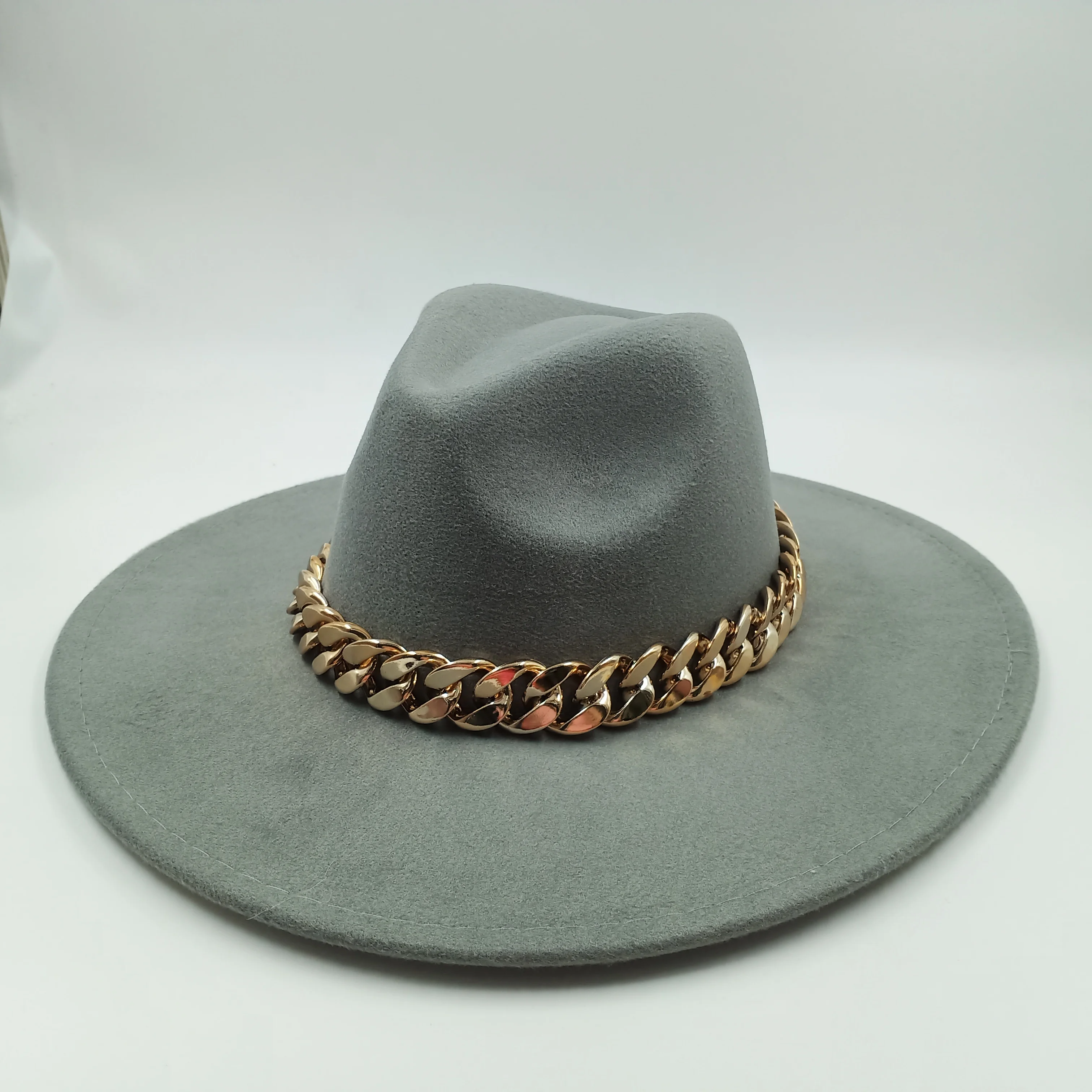 Big chain fedora hat 9.5 cm brim adjustable unisex hat large size fedora hip hop hat orange jazz winter hat шапка женская goorin bros fedora