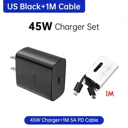SAMSUNG 45W Super Fast Type C USB Charger Adapter - Black 45W US set