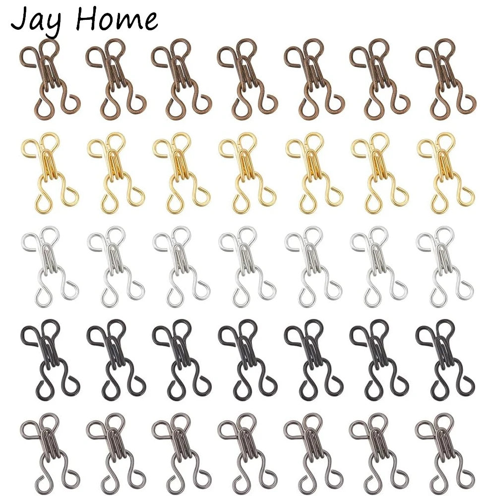 100 Sets 5 Colors Brass Garment Hook and Eye 12mm Mini Sewing Hooks and Eyes Closure for Bra Clothing Craft Garment Accessories