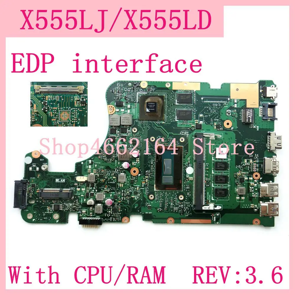 X555LJ EDP Interface 4GB RAM REV3.6 GT920M Motherboard For ASUS X555L