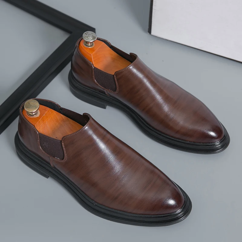 Fashion leather men casual shoes slip on flats handmade loafers classic mens formal dress business shoes moccasins