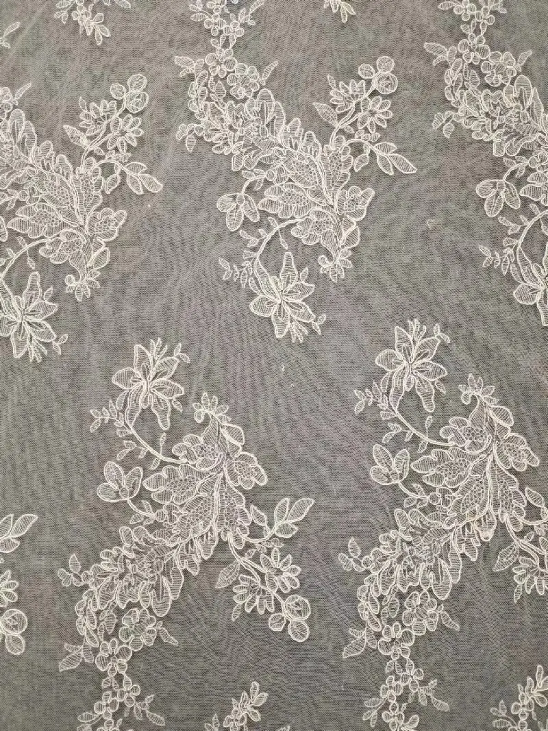 

2024 Higher Quality Lace Fabric Bridal Dress Lace Fabric With Sequins 130cm Width Lace Fabric Sell By Yard