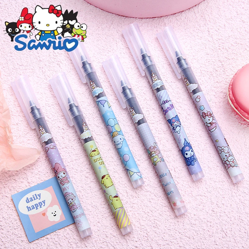 

6 шт., прямая шариковая ручка Sanrio с изображением кошки, жидкого типа