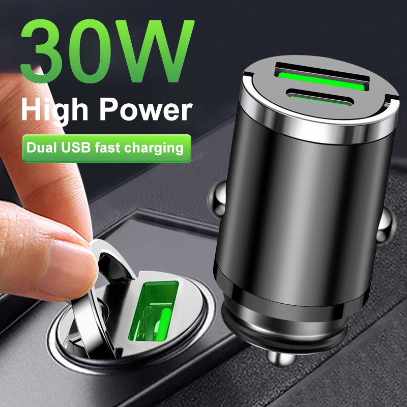 Universal Car Charger Fast Charging QC3.0 Type C USB + PD Phone Quick Charger For iPhone Xiaomi Samsung Huawei Cigarette Lighter