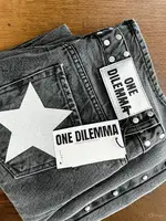 Jean gothique ONE DILEMMA pour femmes, vêtements Y2K, mode, paillettes, étoile à cinq branches, rivets, rétro, taille moyenne, pantalon à jambes larges 1