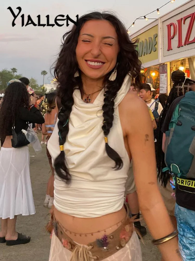 NIBBER Fashion Solid Hooded Backless Summer Clothes for womans 2024 New Sleeveless Vest Street Casual Spice Girl Clothing Hot