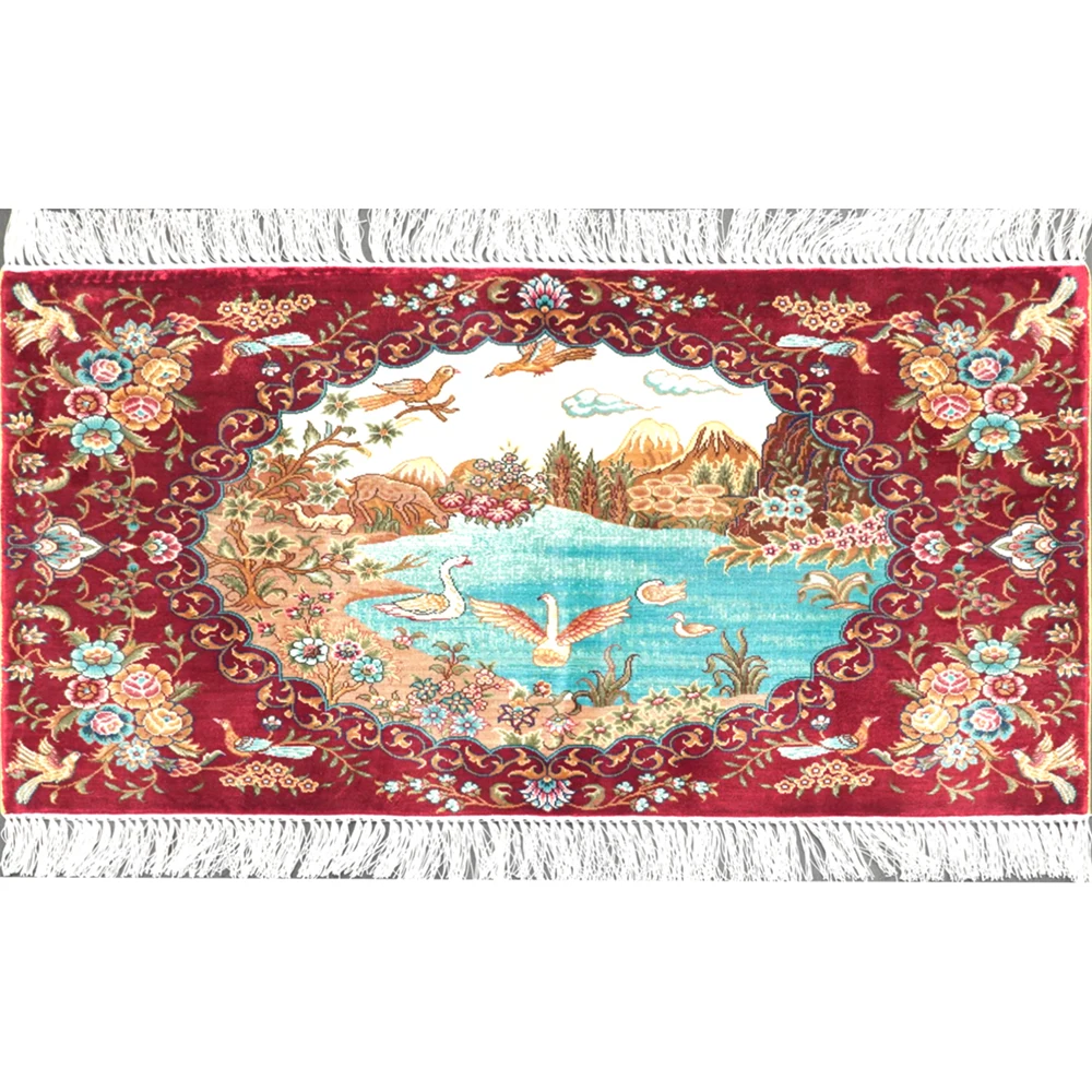 2×3 ft Mulberry Silk Handwoven Tapestry Rug 1