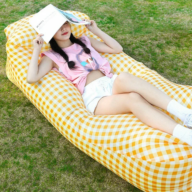 Beach Lounger Air Portable Inflatable Sofa Bed Furniture Rest Reclining Chair Camping Equipment 2 Seat Outdoor Garden Loungers