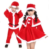 Costume de fête de noël chaud pour enfants d'hiver, manteau, pantalon, chapeau et couvre-chaussures, costume de jeu de rôle du père noël pour garçons et filles, Chri 1