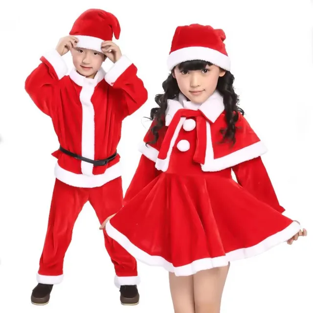 Costume de fête de noël chaud pour enfants d'hiver, manteau, pantalon, chapeau et couvre-chaussures, costume de jeu de rôle du père noël pour garçons et filles, Chri 1