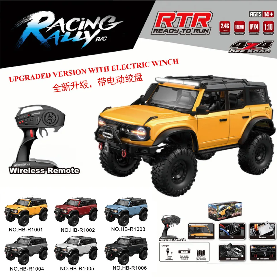 1/10 Hb R1001-R1016 Remote Control Car RC Climbing Car Rtr Vehicle