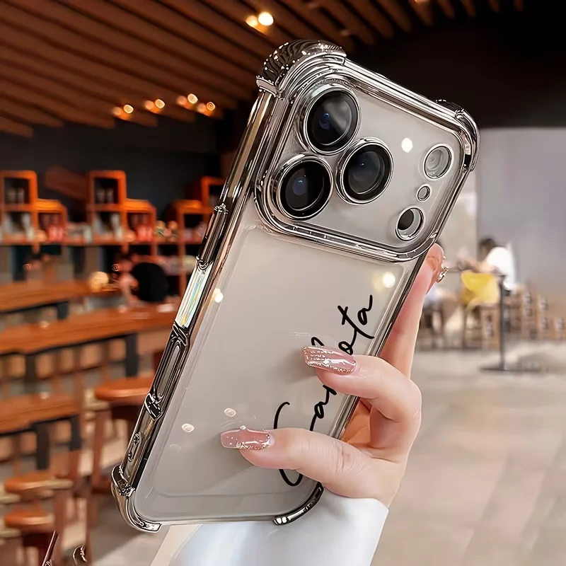 Personalized Customized Name Personalized Plating Four Corner Anti Drop TPU