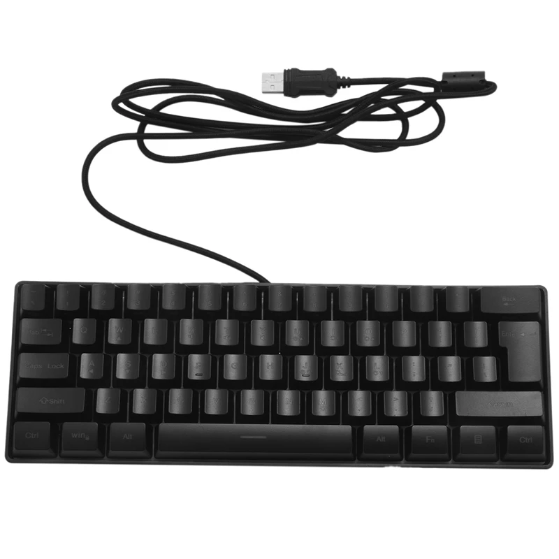 

Популярная Игровая клавиатура, 61 клавиша, разноцветная RGB подсветка, проводная игровая клавиатура со светодиодной подсветкой, Водонепроницаемая мини-клавиатура
