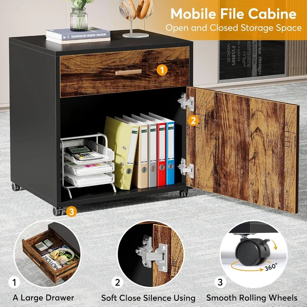 70.8-Inch Executive Desk with File Cabinet, Large L Shaped Computer Desk with Storage Cabinet, L Shaped Desk with Drawer Cabinet 5