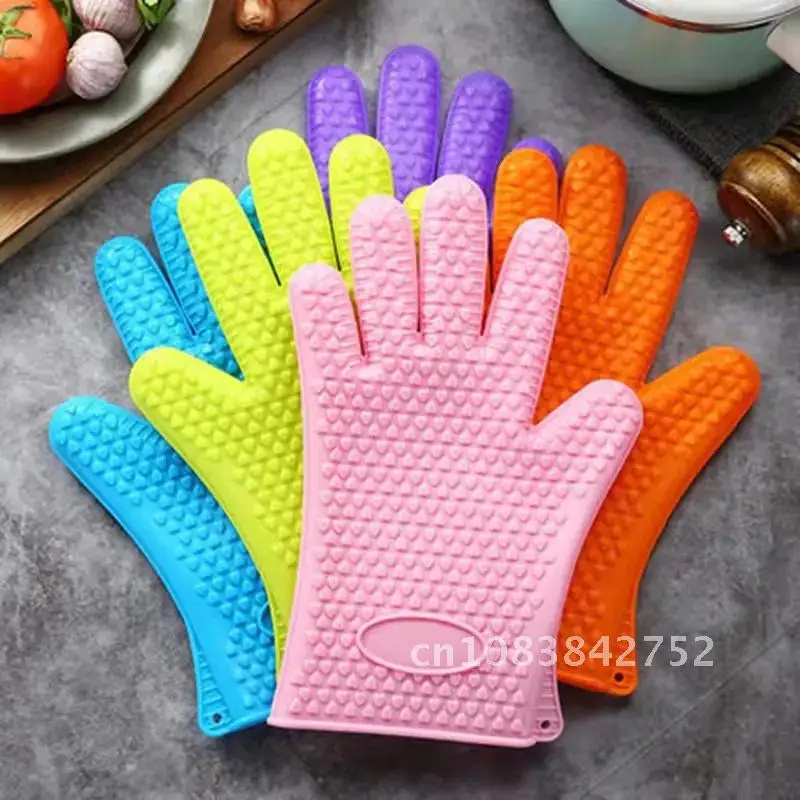 

Double Layer 1pc Oven Gloves Heat Resistant Baking Gloves with Silicone and Cotton Kitchen Gloves Flexible Oven Mitts Microwave