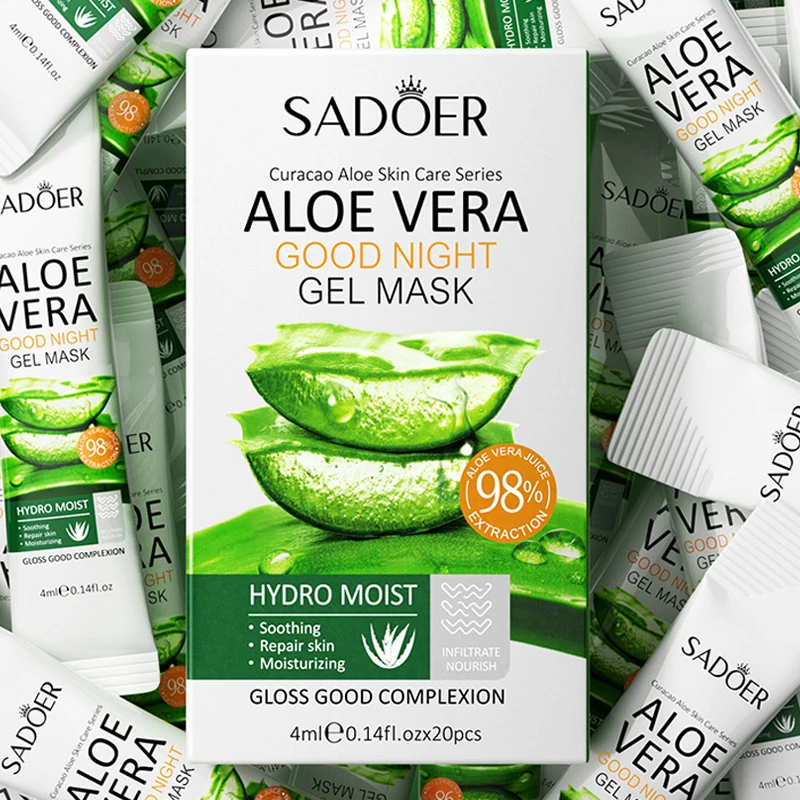 

20pcs Aloe Vera Gel Portable Facial Mask Soothing and Repairing After Moisturizing Hydrating Shrink Pores Sleep Mask Skin Care